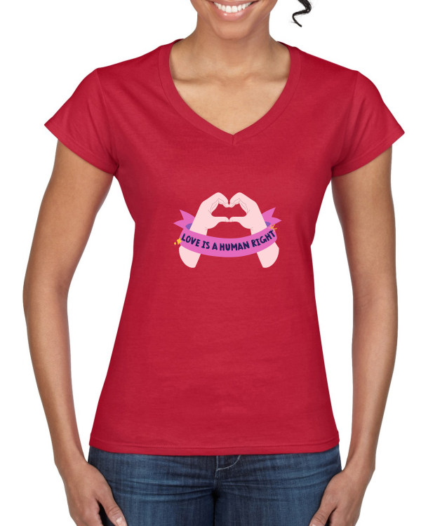 "Humanity: Das Ladies' Softstyle® V-Neck T-Shirt – Trage stolz die Einheit der Menschlichkeit mit zeitloser Eleganz."